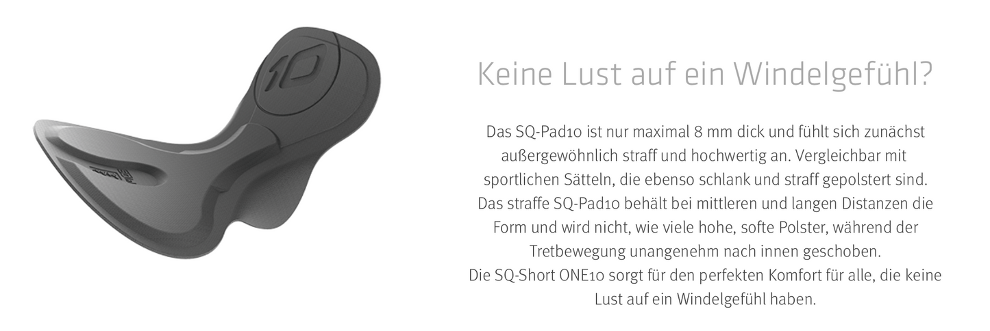 SQlab SQ-Short "ONE10 WOMAN" Unterziehhose für MTB- Tour + Travel + Trekking mit Sitzpolster in Größen XS bis XXL in Schwarz