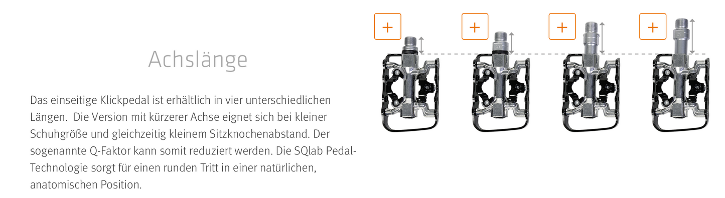 SQlab Trekking-Pedale "Modell 510" Kombipedal (Normal+Klicksystem) mit versch. Achslängen - Original