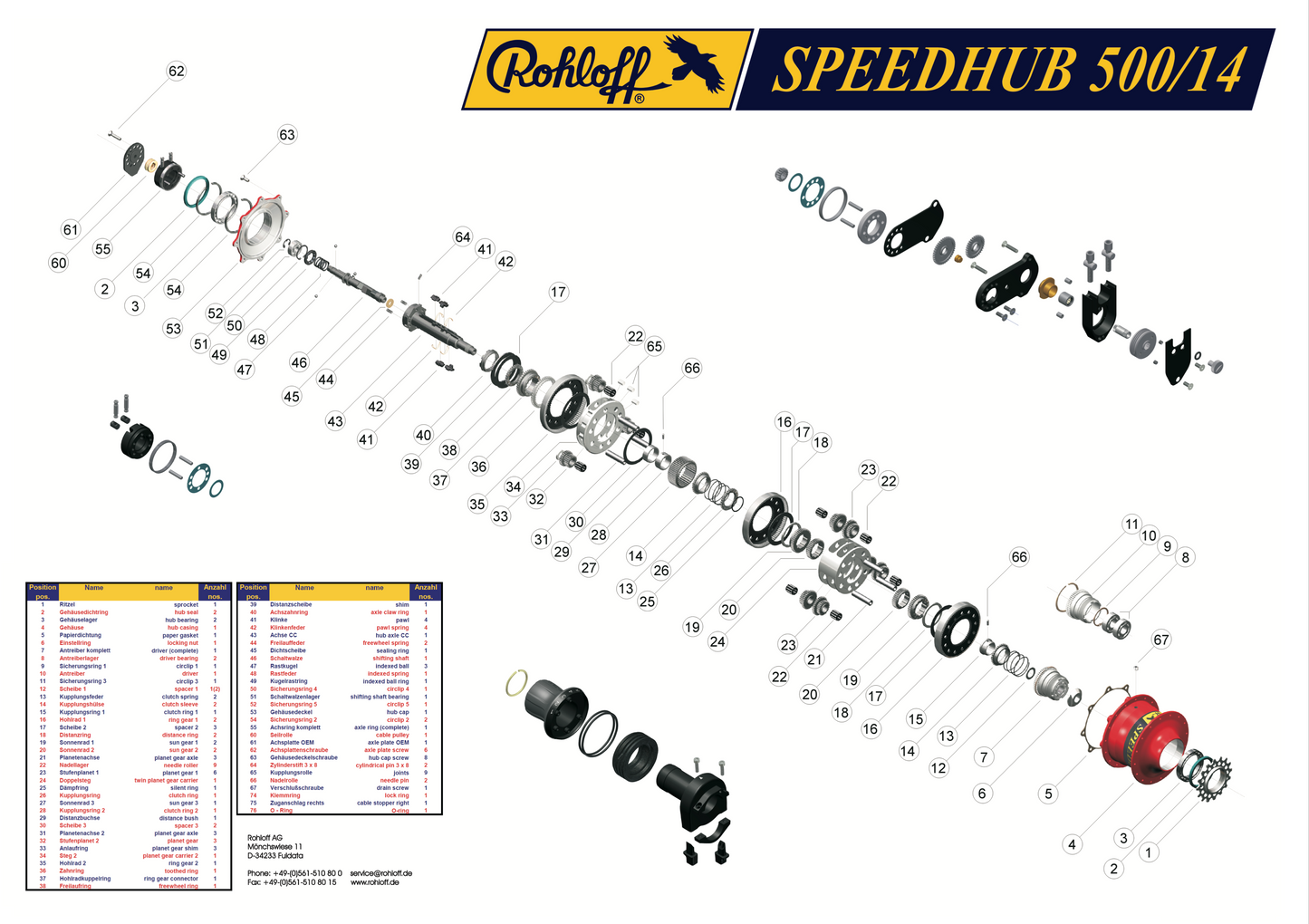 ROHLOFF Achs-Sicherungsscheiben A12 1 Satz = 4 Stück - Original 8574
