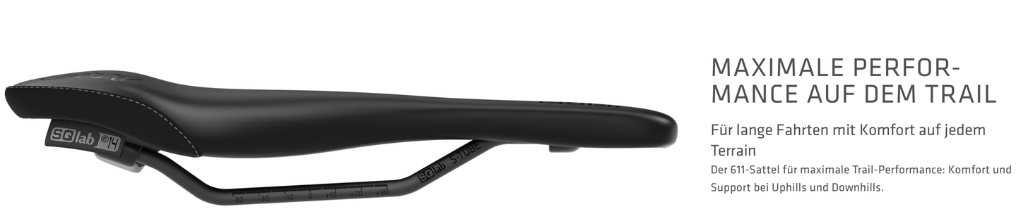 SQlab Sattel "611 ERGOWAVE active 2.1" ideal für MTB Trail + Down Country in 13cm bis 16cm - Original
