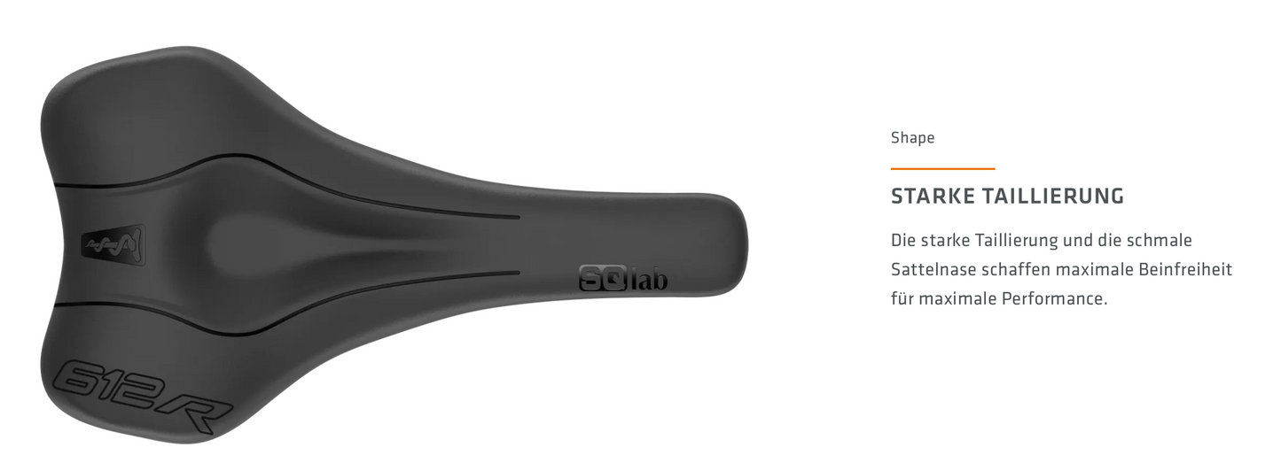 SQlab Sattel "612 ERGOWAVE R" für ROAD RACE + TRIA - Kürzer + Taillier in 12 bis 15cm - Original
