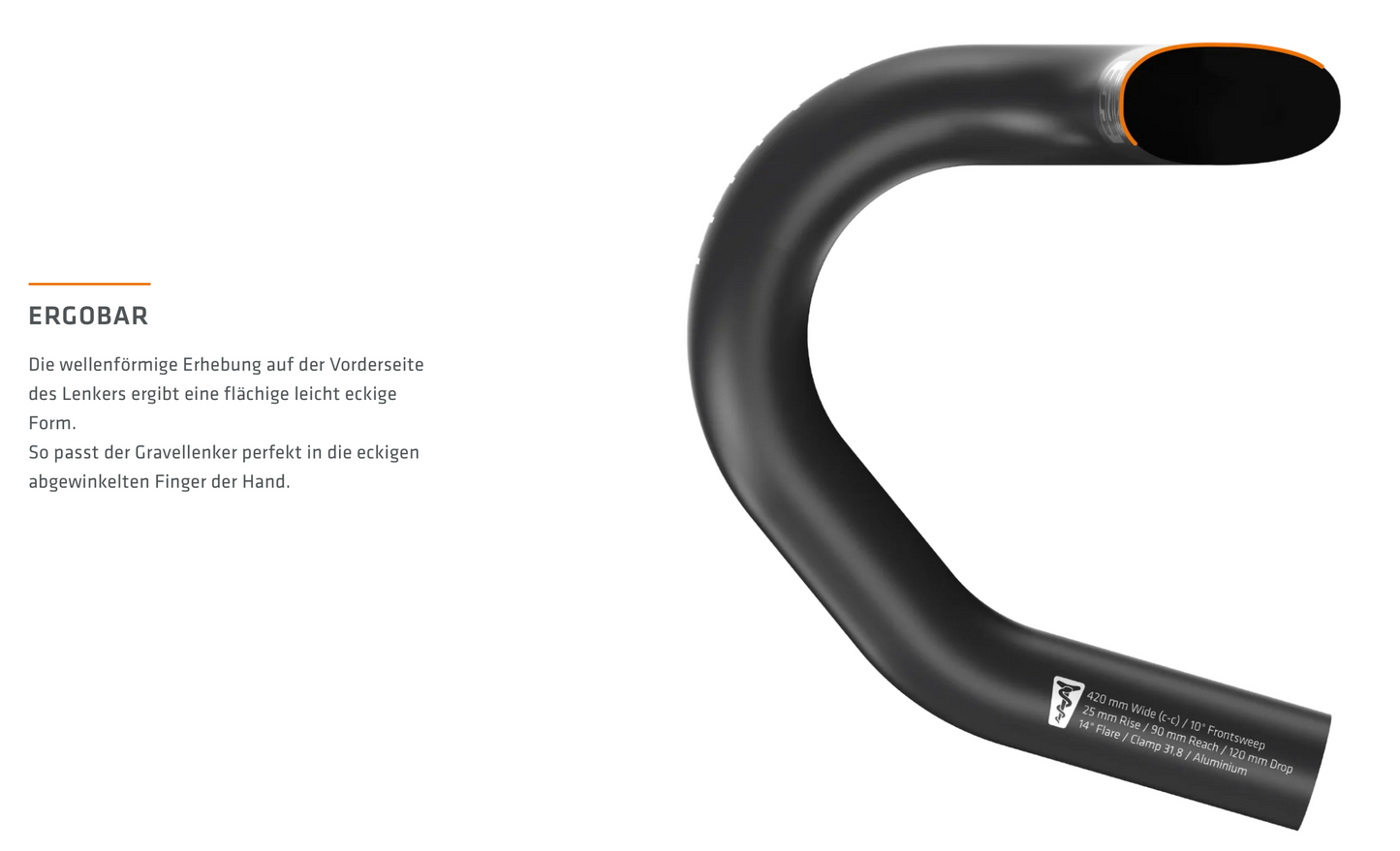 SQlab Gravel-Lenker Modell 314 Ergonomisch Alu 31,8mm in 400 / 420 / 440 oder 460mm