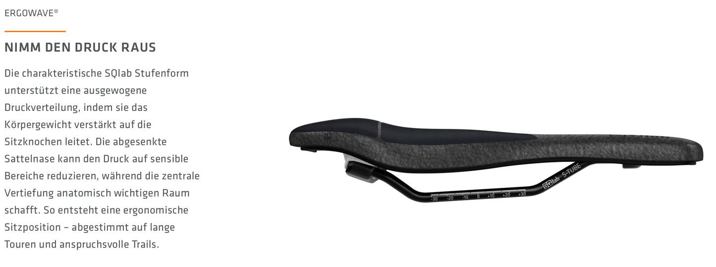 SQlab Sattel "611 ClipOn Infinergy ERGOWAVE active 2.1" ideal für MTB Trail & Down Country und Gravel + Road in 13cm bis 17cm