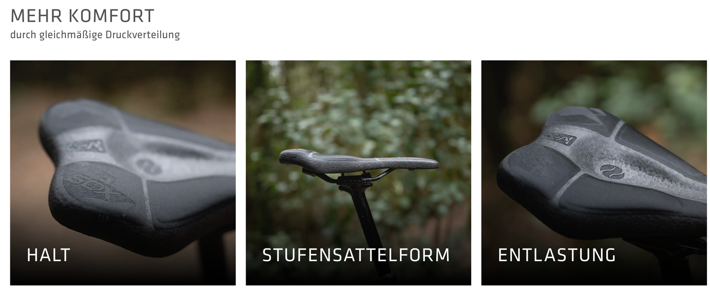 SQlab Sattel "60X ClipOn Infinergy ERGOWAVE active 2.1" ideal für MTB All Mountain & Enduro & Gravel in 13 bis 17cm