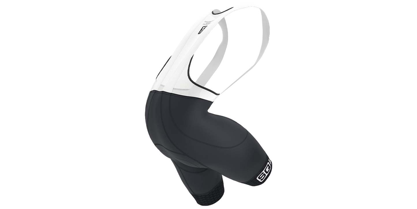 SQlab SQ-Short "ONE12" DIE BIB-Short für Road & MTB Race mit Sitzpolster in Größen XS bis XXL in Unisex Schwarz/Weiß