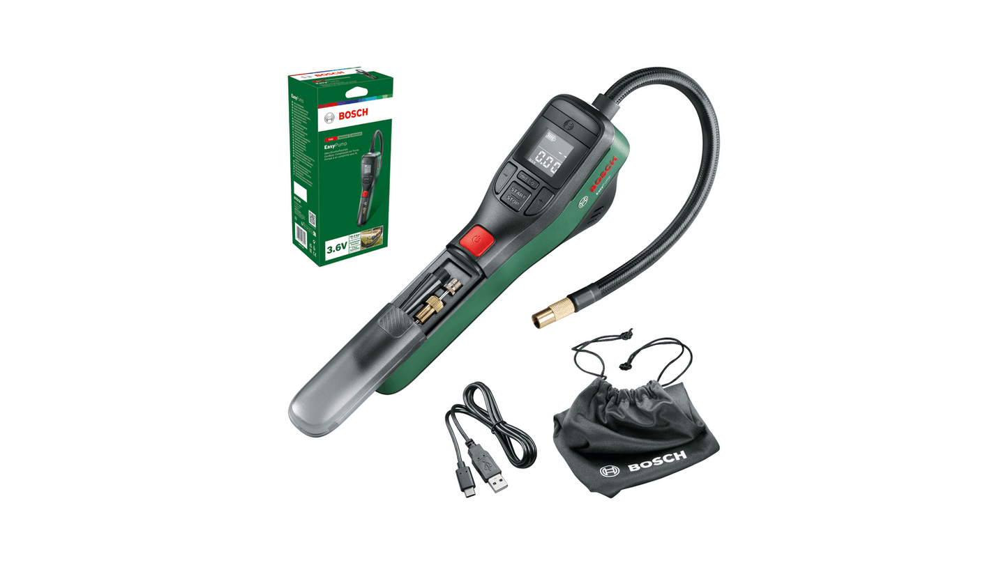 BOSCH Akku-Druckluftpumpe "EasyPump" zum Aufpumpen von Reifen bis 10,3 bar für Fahrrad, Motorrad, KFZ u.a. - Original > 2123485