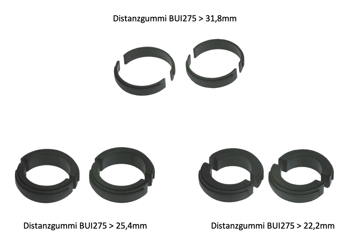 BOSCH E-Bike Displayhalter-Distanzgummi-Set für "Intuvia" + "Nyon" (BUI275) je für 22,2 / 25,4 / 31,8mm - Original