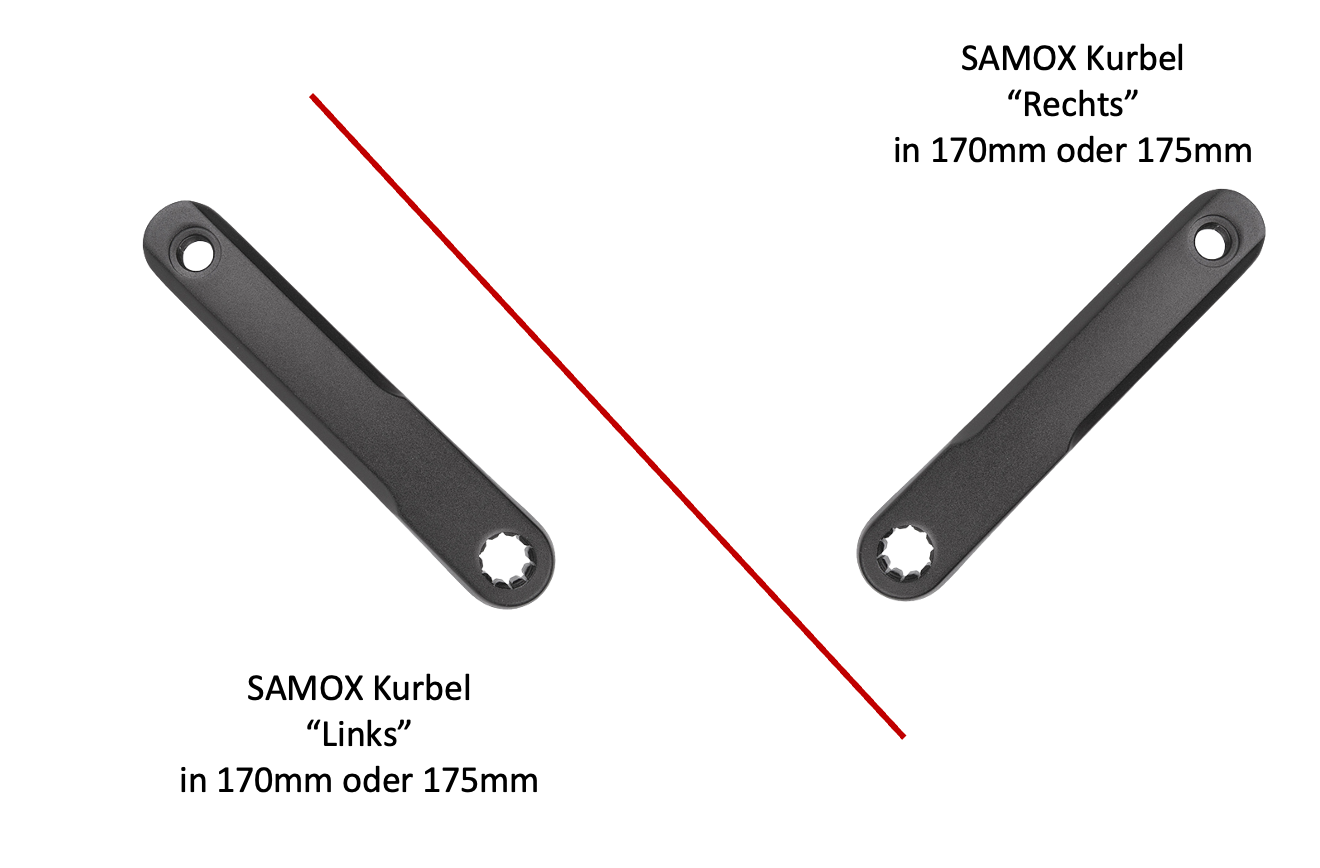 SAMOX E-Bike Kurbel "Shape 1" passend für BOSCH 1. + 2. + 4. + 5. Generation sowie BROSE E-Bike Antriebe - 170mm oder 175mm - ISIS Q16 - 5mm Offset aus Aluminium