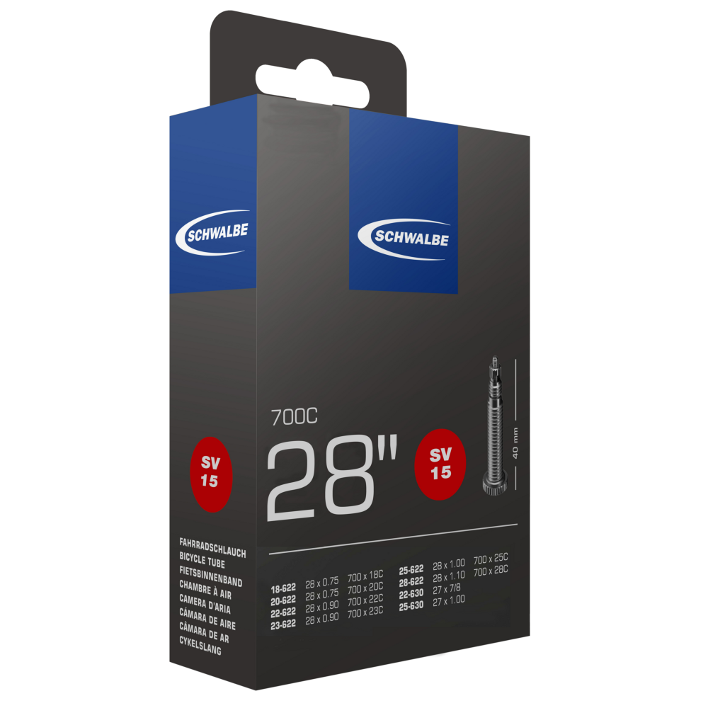 Schwalbe Fahrradschlauch Nr. 15 – Rennrad 28 Zoll / 700C (18/28-622/630), SV 40/60 mm