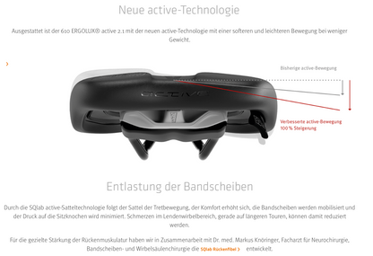 SQlab 610 ERGOLUX® active 2.1 – Komfortsattel für MTB-Tour & Trekking mit Active-Technologie