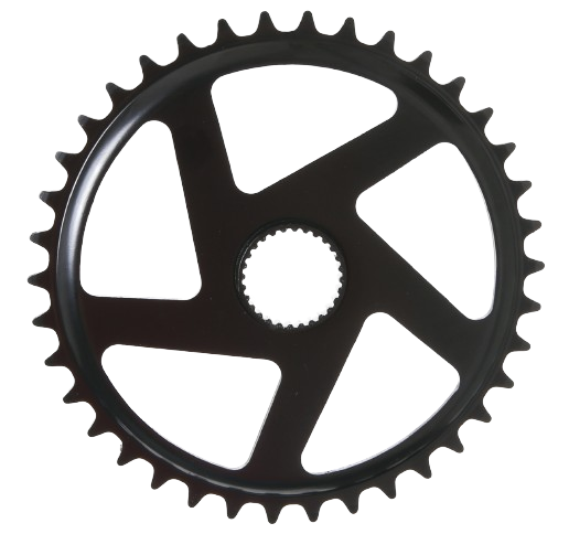 IMPULSE E-Bike Mittelmotor Kettenblatt von MIRANDA mit 38 Zähne in Stahl mit Vielzahnaufnahme in Schwarz - Original