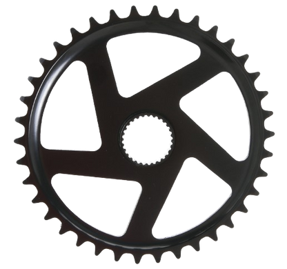 IMPULSE E-Bike Mittelmotor Kettenblatt von MIRANDA mit 38 Zähne in Stahl mit Vielzahnaufnahme in Schwarz - Original