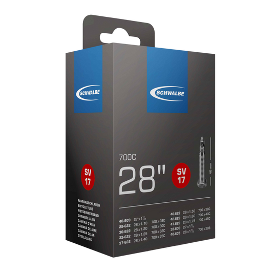 SCHWALBE Fahrradschlauch Größe 28 Zoll / 700C - Nr. 17 in SV / DV / AV-Ventile - geeignet für TOUR, CITY und TREKKING