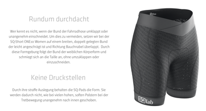 SQlab ONE10 Short Damen – Unterziehhose mit SQ-Pad 10 für Alltag & aufrechte Sitzposition