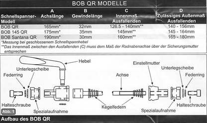 BOB Trailers YAK und IBEX Lastenanhänger OR Spezial-Schnellspanner zum Anhängen an das Zugfahrrad
