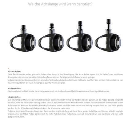 SQlab 512 Rennrad Klickpedale – ergonomisch mit 4 Achslängen, LOOK KEO, leicht & effizient