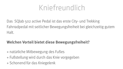 SQlab 502 active Pedal – kniefreundliches ACTIVE-Flatpedal mit 10° Bewegungsfreiheit, StVZO