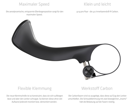 SQlab 411 Innerbarends® Performance Carbon – aerodynamisch, ultraleicht, MTB Race, 22,2 mm