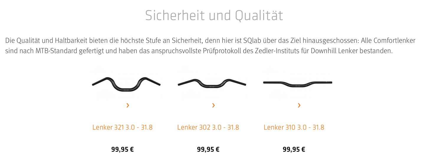 SQlab Lenker "Modell 302 3.0 31,8mm" für Trekking - Original