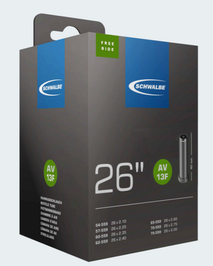 Schwalbe FREERIDE Fahrradschlauch Nr. 13F – 26 Zoll (54/75-559), Butyl, SV oder AV