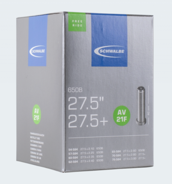 Schwalbe FREERIDE Fahrradschlauch Nr. 21F – 27,5+ Zoll (54/75-584), Butyl, SV oder AV