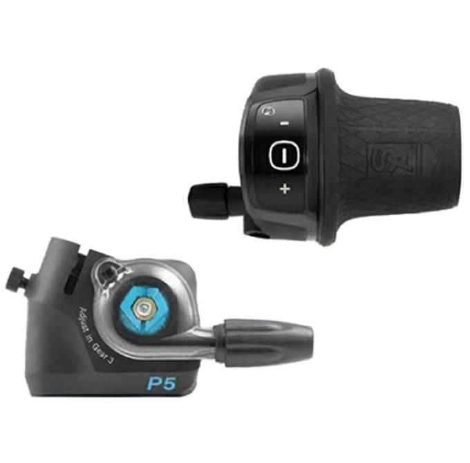 Drehgriff-Schalthebel für SRAM Pentasport P5 – SunRace Ersatz inkl. Klickbox & Schaltzug