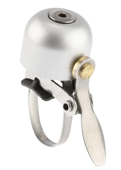 MIRAGE Fahrradklingel Silber – klarer Klang, Stahl, für Ø 22,2–34,8 mm Lenker