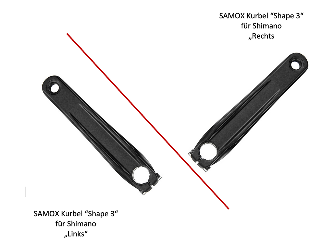 SAMOX E-Bike Kurbel 13 mm Offset für SHIMANO E6100/E7000/E8000 – 175 mm, Aluminium, schwarz