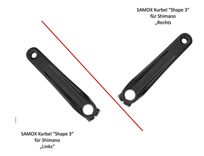 SAMOX E-Bike Kurbel 13 mm Offset für SHIMANO E6100/E7000/E8000 – 175 mm, Aluminium, schwarz
