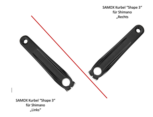 SAMOX E-Bike Kurbel "Shape 3" passend für SHIMANO E6100+E7000+8000 - 175mm - 24mm Aufnahme - 13mm Offset aus Aluminium