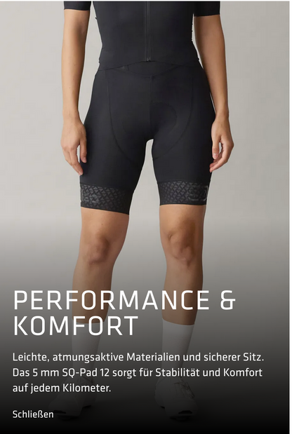 SQlab SQ-Shorts ONE12 2.0 Women Damen Radhose Trägerhose Road Bike SQ-Pad 12 2.0 Slim Fit