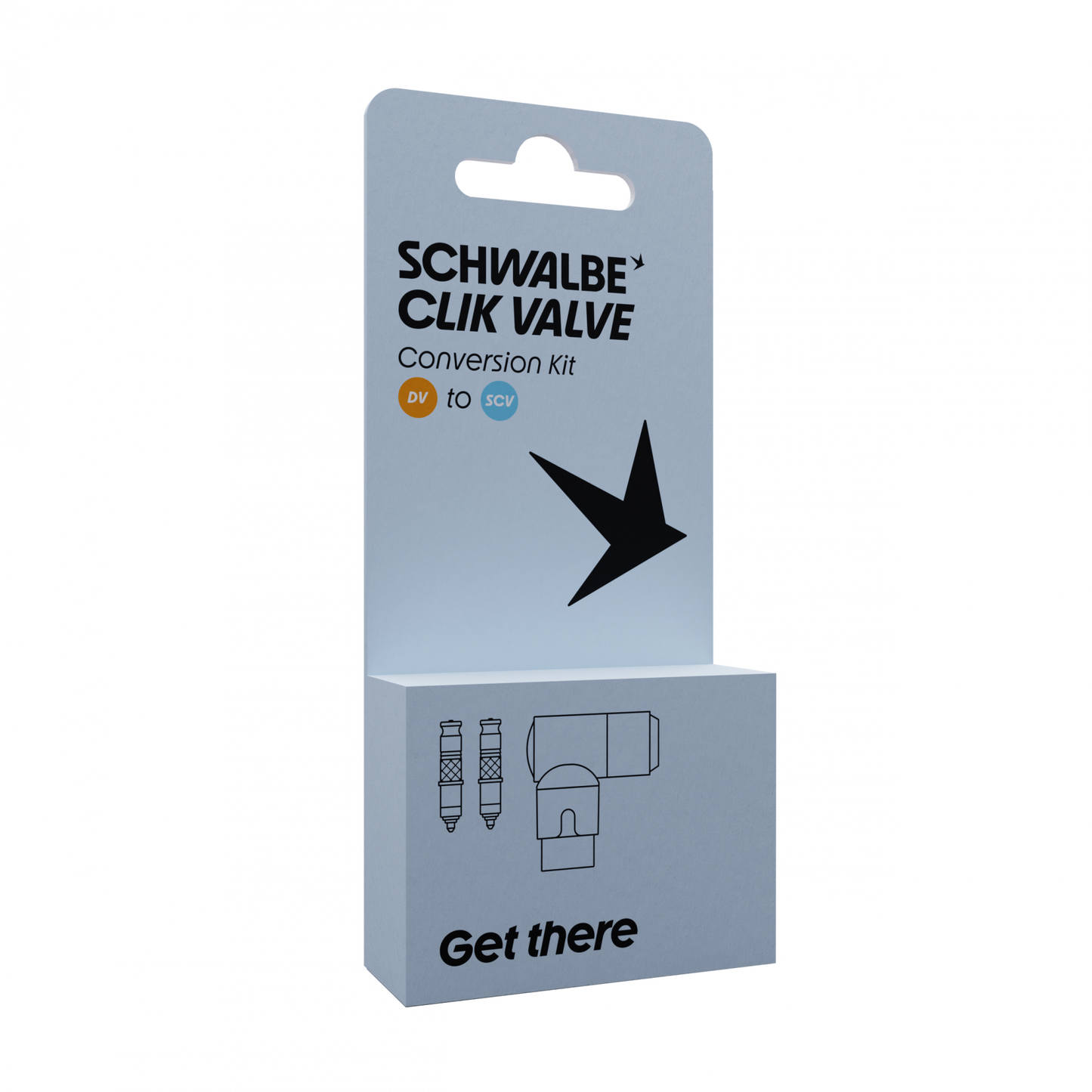 SCHWALBE "Clik Valve" Conversion-Set für DV Ventile - Als Ventilsatz- mit Pumpenkopf-Adapter oder mit Pumpenkopf