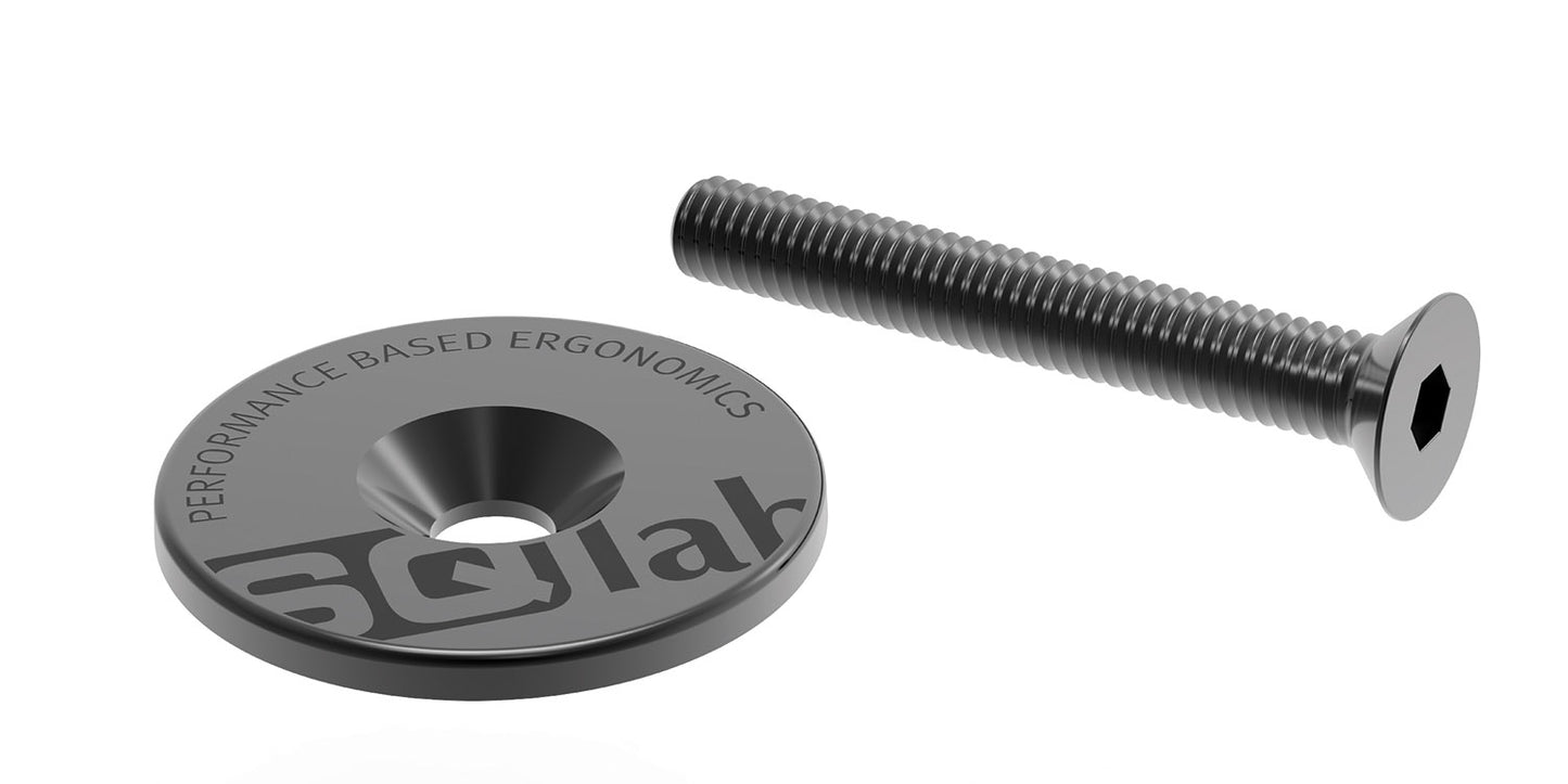 SQlab Vorbau-Ahead Cap 1 1/8" aus Aluminium in Schwarz inklusive Schraube "Schön, Flach und Leicht 7g"