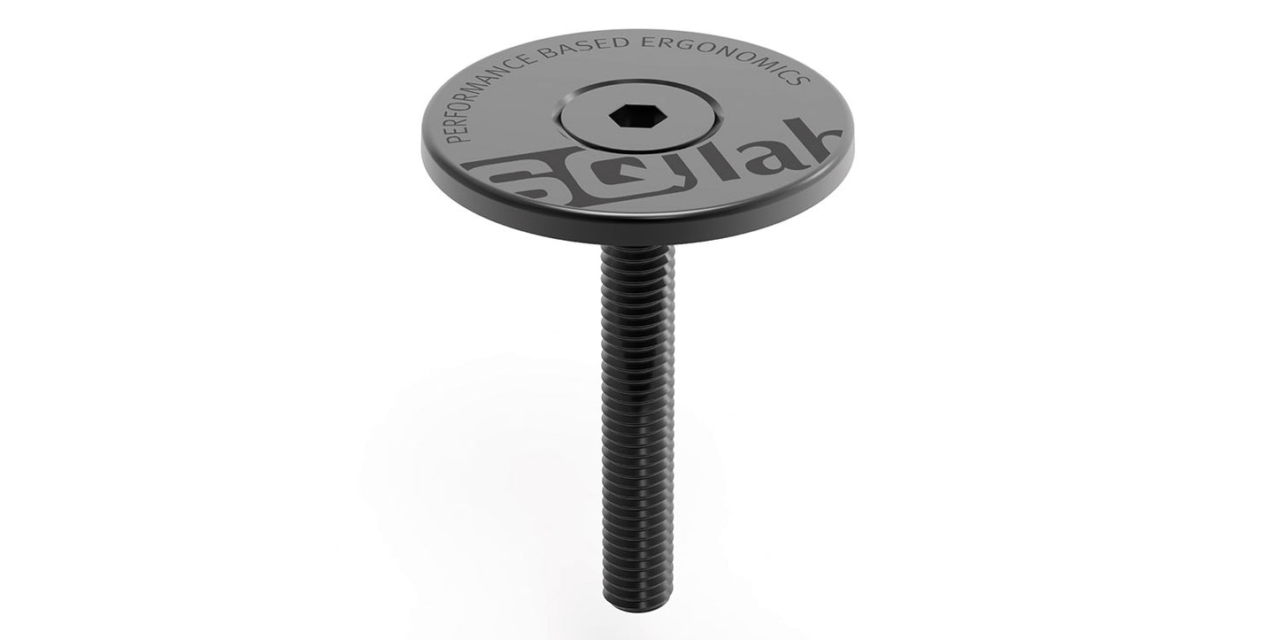 SQlab Vorbau-Ahead Cap 1 1/8" aus Aluminium in Schwarz inklusive Schraube "Schön, Flach und Leicht 7g"