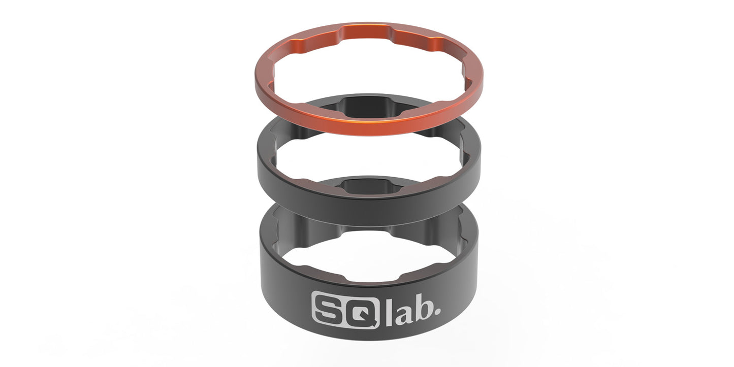 SQlab Spacer Set 1 1/8" in Aluminium mit 2,5mm + 5mm + 10mm