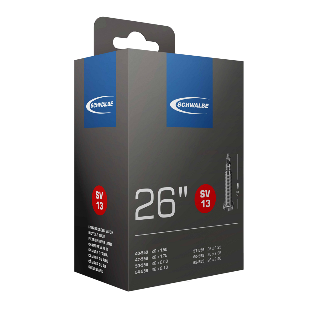 Schwalbe Fahrradschlauch Nr. 13 – 26 Zoll (40/62-559), Butyl, SV/DV/AV Ventil