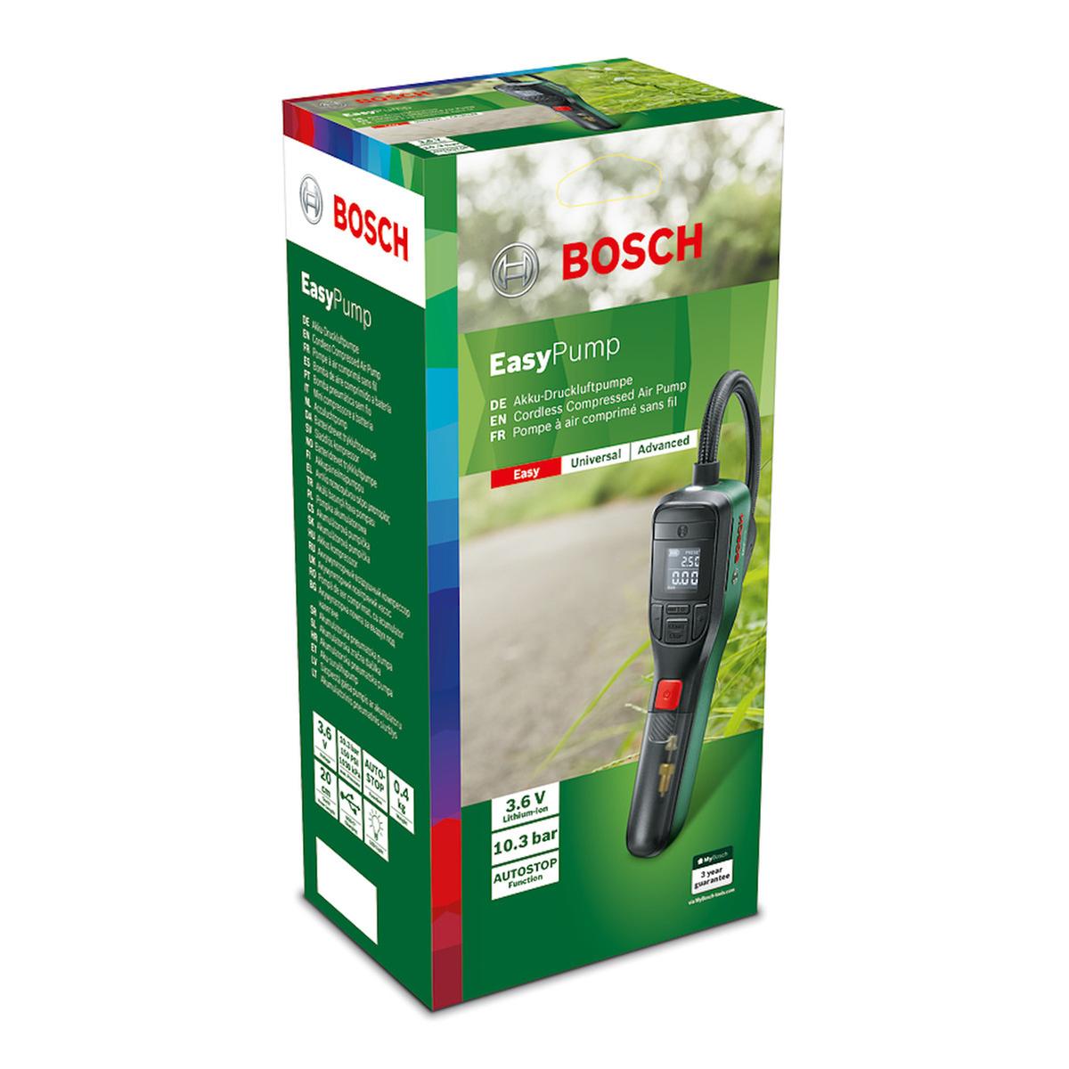 BOSCH Akku-Druckluftpumpe "EasyPump" zum Aufpumpen von Reifen bis 10,3 bar für Fahrrad, Motorrad, KFZ u.a. - Original > 2123485