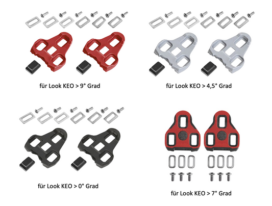 ASISTA Pedal-Schuplatten Set für LOOK-Pedal "KEO" mit 9°, 7°, 4,5° oder 0° Bewegungsfreiheit