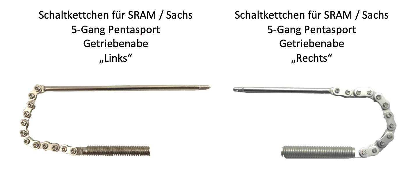 SRAM / Sachs Schaltkettchen-Satz für 5-Gang Pentasport Getriebenabe mit 1x "Rechts" und 1x "Links"