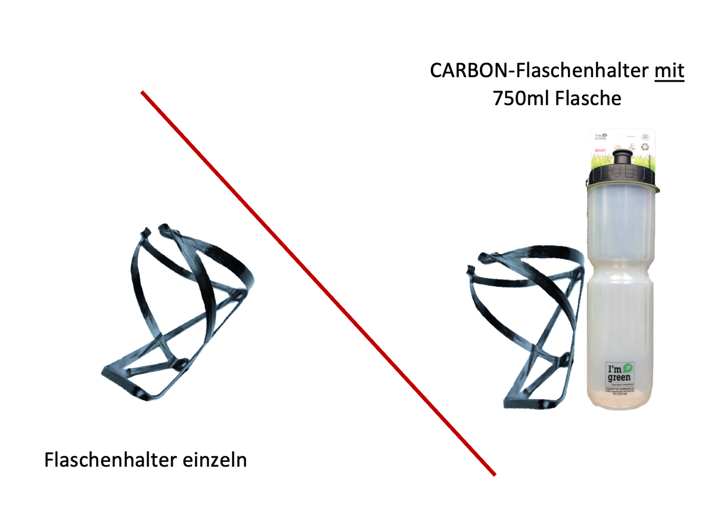 GWINNER Flaschenhalter "Super Light" mit nur 9 Gramm - MIT oder OHNE "Nature Bio-Flasche" 750ml - Handmade in Germany