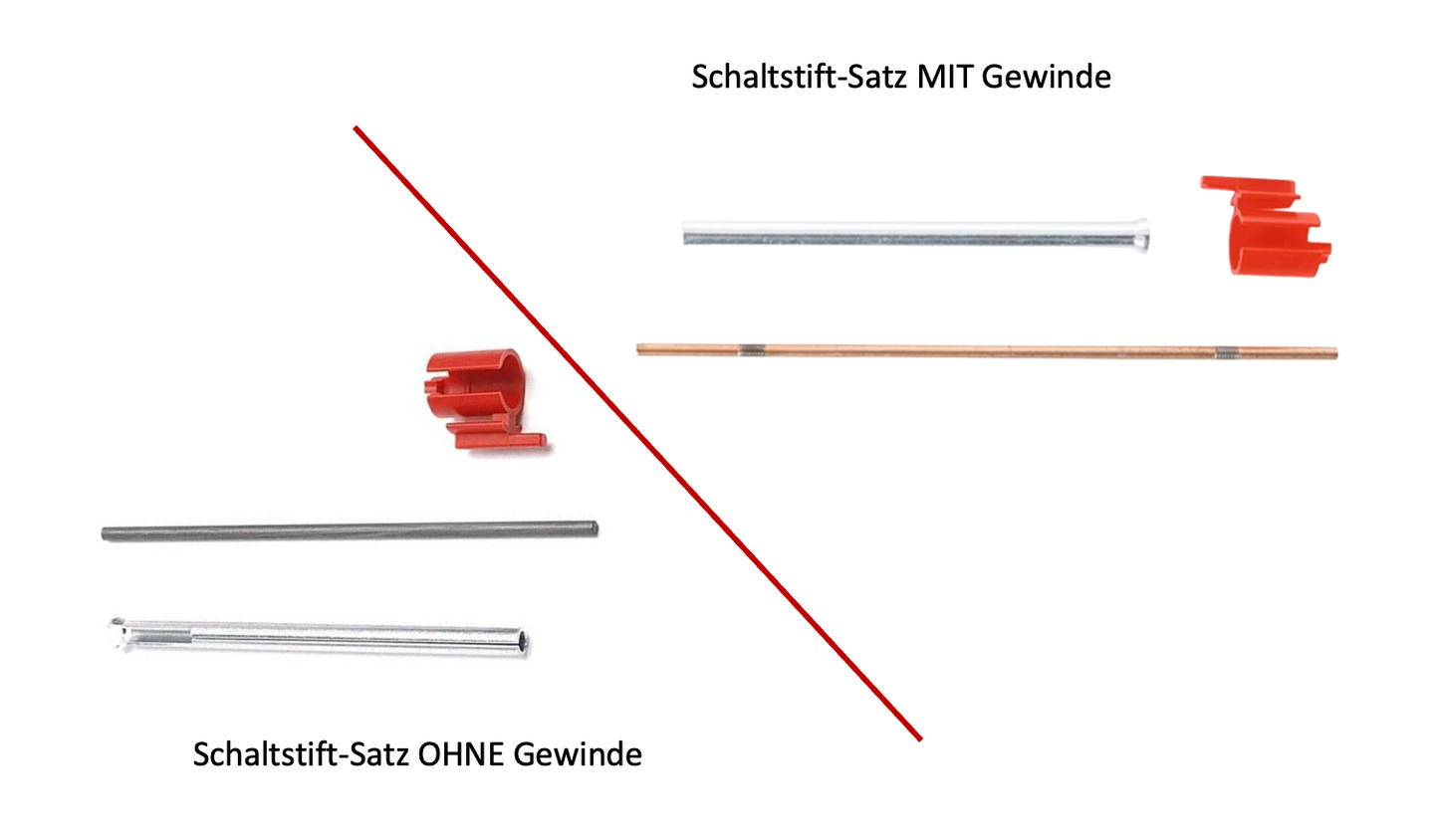 SRAM / Sachs Schaltstift-Set für 5-Gang Pentasport Getriebenabe - Versionen MIT oder OHNE Gewinde an der Schubstange