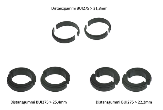 BOSCH E-Bike Displayhalter-Distanzgummi-Set für "Intuvia" + "Nyon" (BUI275) je für  22,2 / 25,4 / 31,8mm - Original