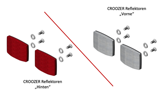 CROOZER Anhänger-Reflektoren Vorne oder Hinten als Satz für Modelle "ab 2013" und "ab 2018" - Original