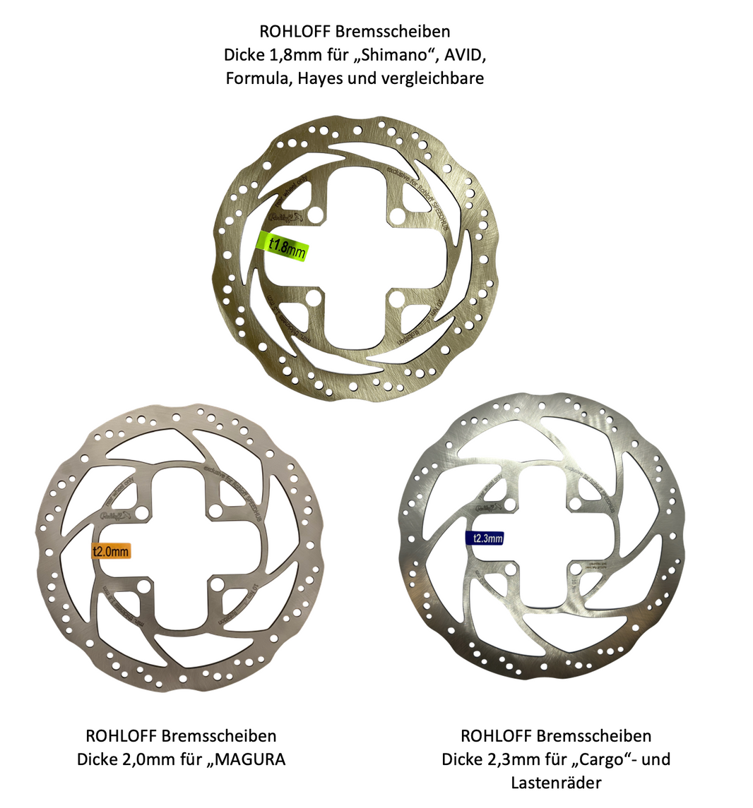 ROHLOFF Speedhub 500/14 - Bremsscheiben mit 4-Lochaufnahme speziell für Rohloffnabe mit 160 bis 203mm (1,8 + 2,0mm) für verschiedene Bremsenhersteller sowie für Cargo- und Lastenräder bis 220mm Druchmesser - Original