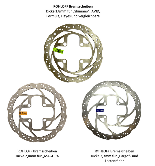 ROHLOFF Speedhub 500/14 - Bremsscheiben mit 4-Lochaufnahme speziell für Rohloffnabe mit 160 bis 203mm (1,8 + 2,0mm) für verschiedene Bremsenhersteller sowie für Cargo- und Lastenräder bis 220mm Druchmesser - Original