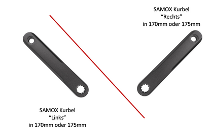 SAMOX ISIS E-Bike Kurbel "Shape 1" Q16 für BOSCH & BROSE – Aluminium, 170/175 mm, schwarz
