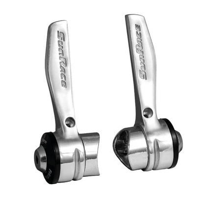 SunRace SL-R91 Unterrohrschalthebel – 2/3×9-fach Friction, Aluminium, silber