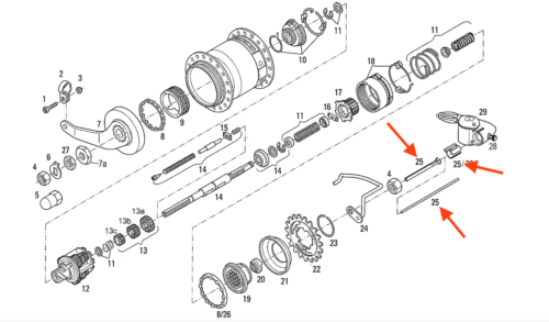 STURMEY-ARCHER Schaltstift-Set für SRAM / Sachs 7-Gang S7 Getriebenabe - Original