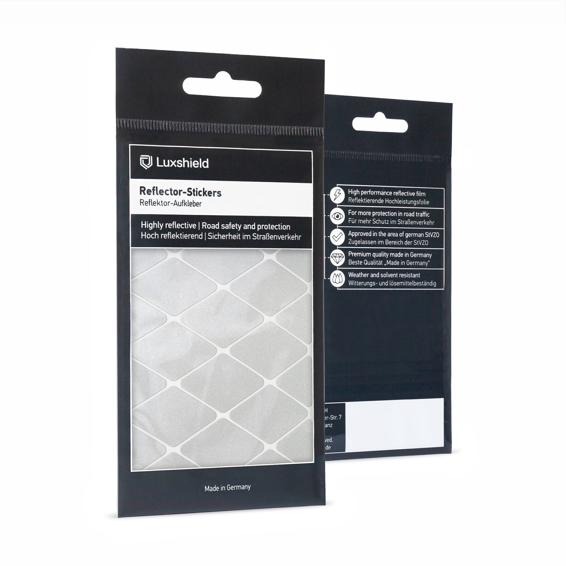 Luxshield Reflektor-Sticker Raute-Design in Schwarz oder Weiß aus re